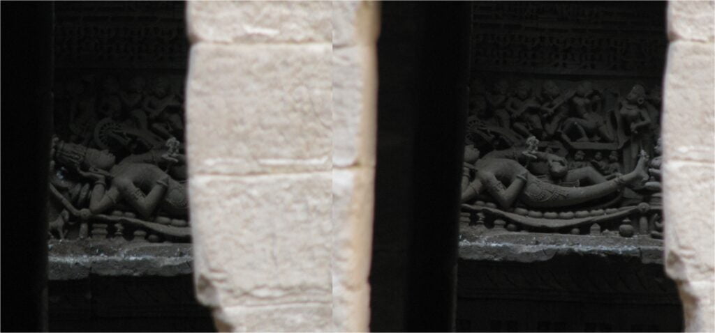 Birth of Brahma, Rani ki vav stone carvings in Gujarat